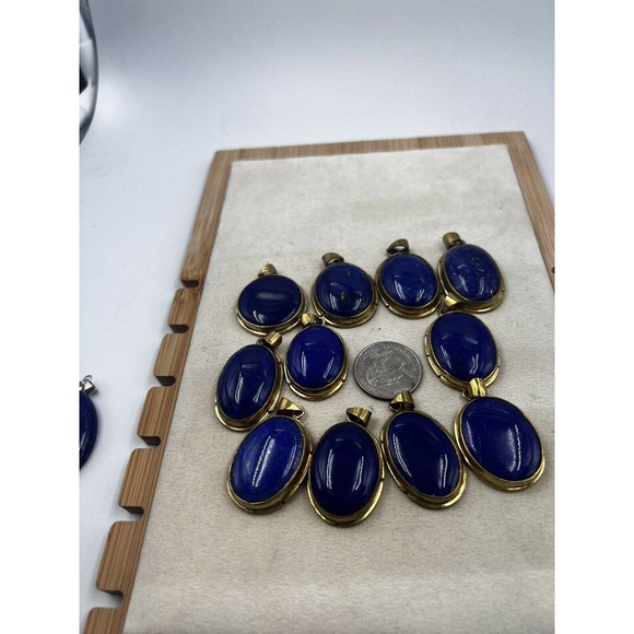 1 lapis lazuli Pendants Handmade Gold Brass Mine 4 Dark Blue Jewelry - Picture 2 of 11